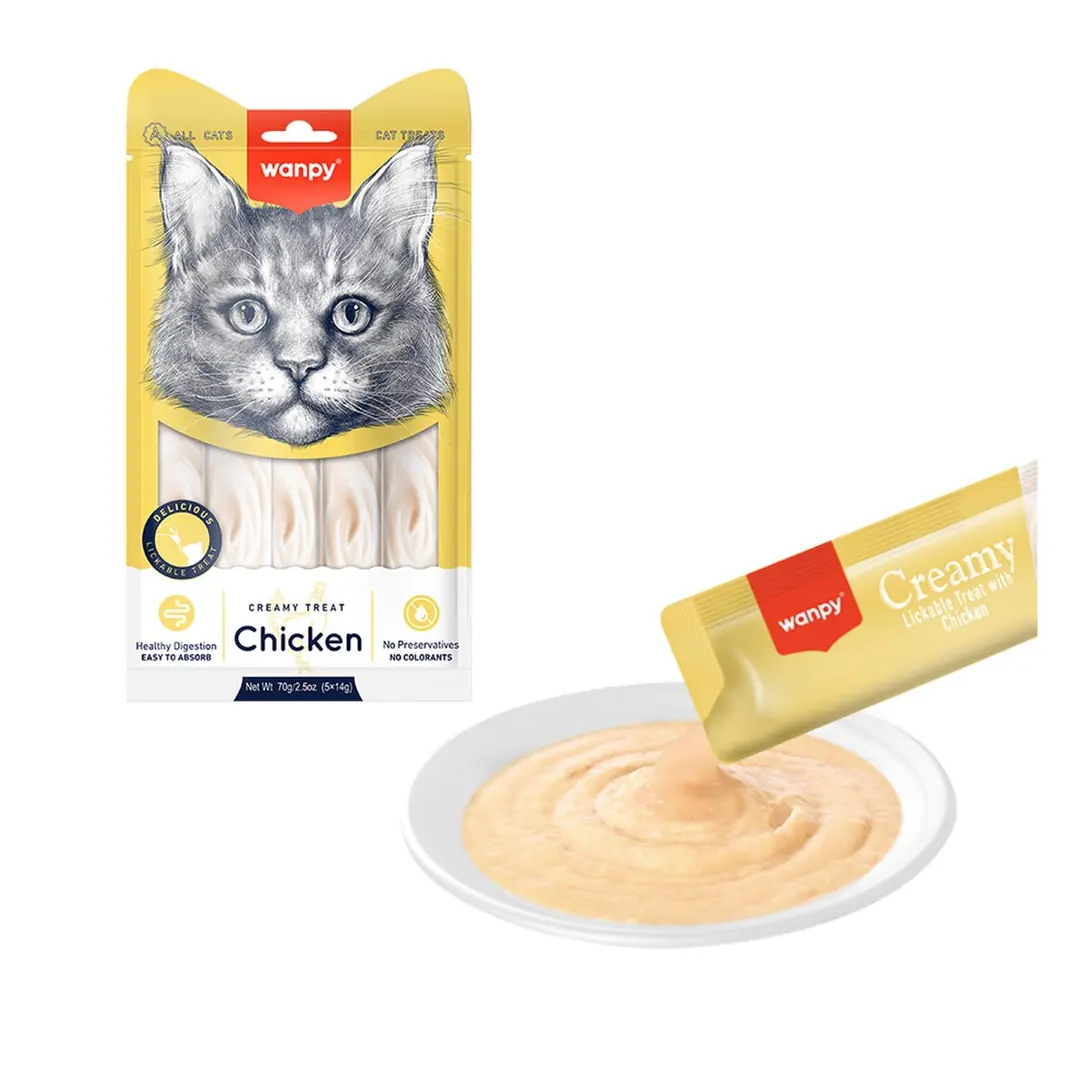 Ürün görseli: Wanpy Sıvı Tavuklu Kedi Ödülü 5 X 14 gr