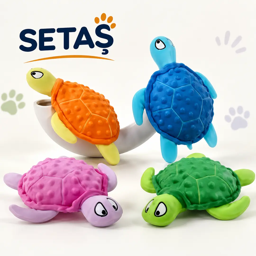 Sesli ve Hışırtılı Peluş Deniz Kaplumbağası Köpek Oyuncağı XL (Multicolor)