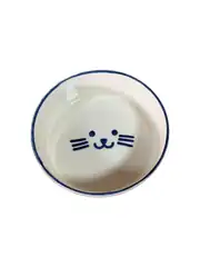 Sevimli Kedi Yüzü Desenli Yuvarlak Seramik Mama ve Su Kabı 400 ml