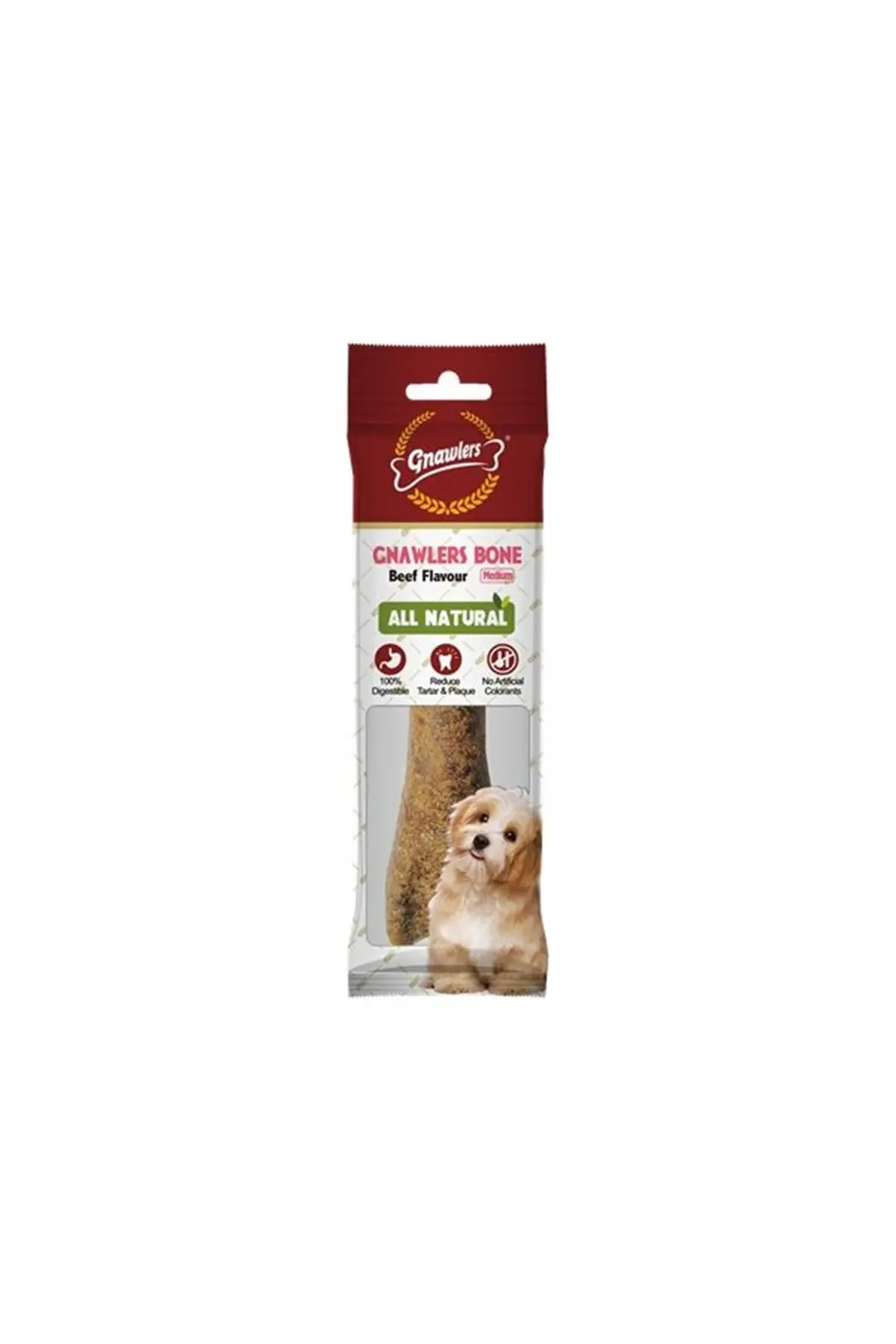 Ürün görseli: Gnawlers Biftekli Köpek Ödül Kemiği 12.5cm [M]