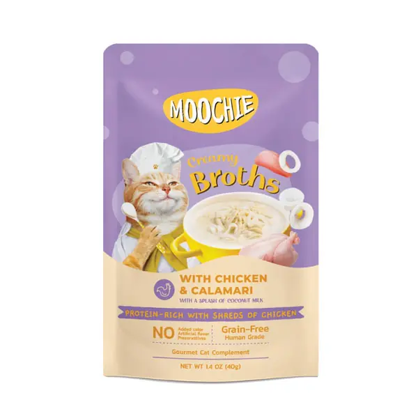 Ürün görseli: Moochie Çorba Kedi Ödülü Tavuk-Kalamar 40 Gr