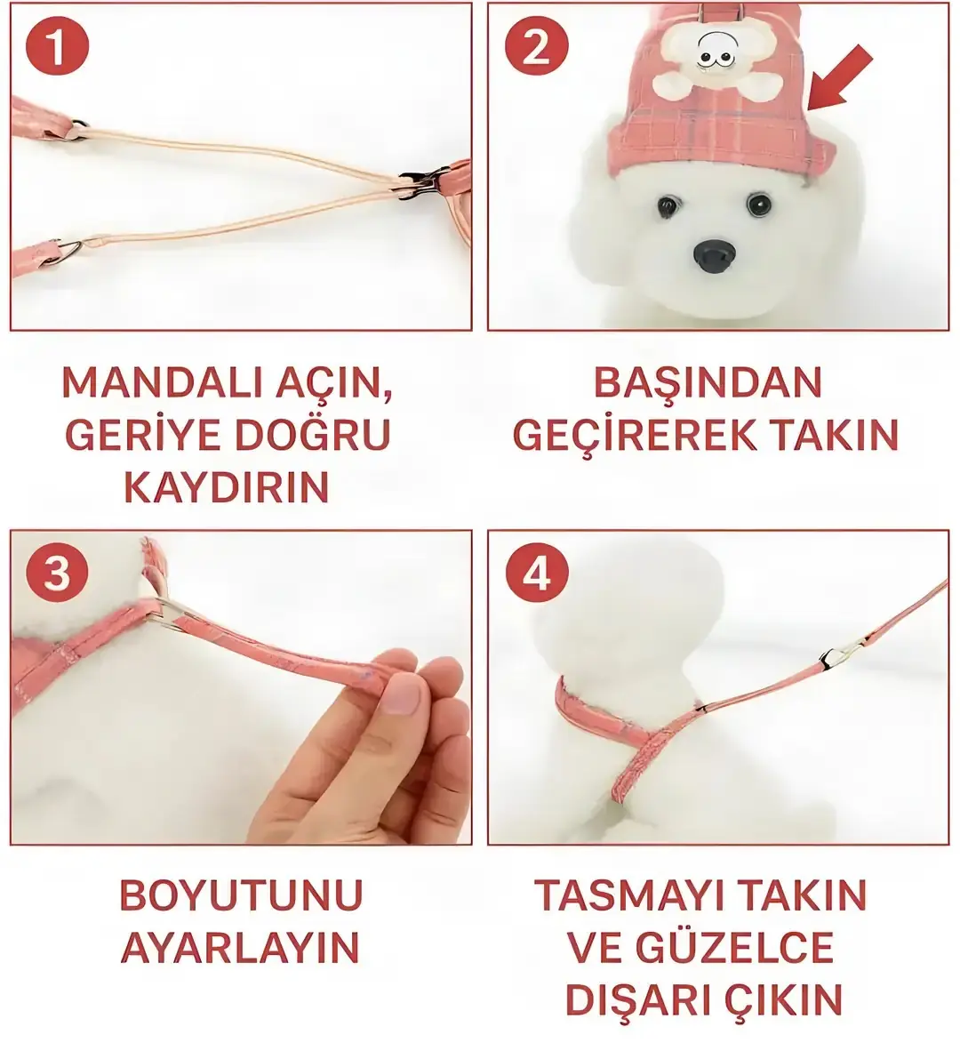 Ayıcık Motifi İşlemeli  Ayarlanır Göğüs Tasması ve Gezdirme İpi