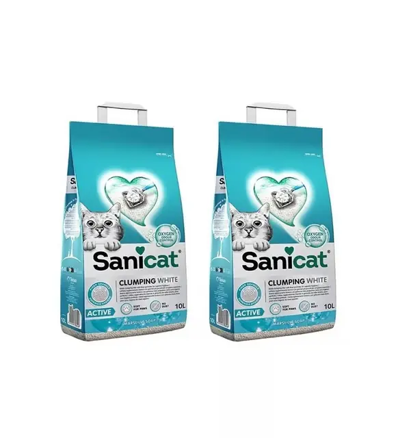 Ürün görseli: Sanicat Active Marsilya Sabunu Kokulu 10 lt 2'li Bentonit Kedi Kumu