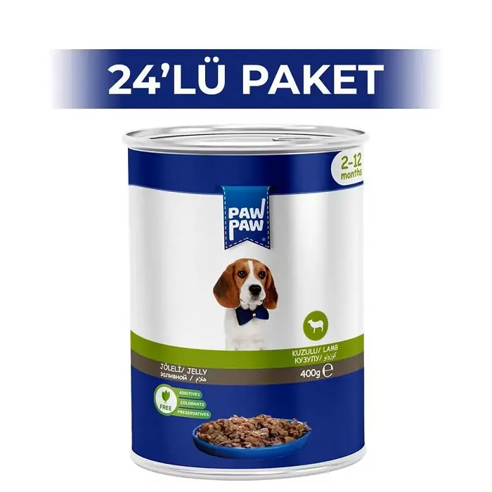 Ürün görseli: Paw Paw Jöleli Kuzu Etli Yavru Köpek Konservesi 400Gr 24’lü