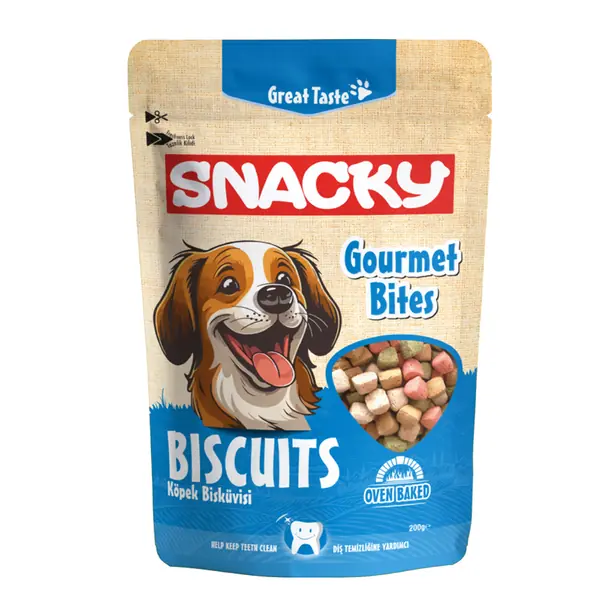 Ürün görseli: Snacky Gourmet Bites Köpek Bisküvisi 200 gr - 6 Adet