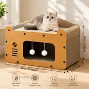Setaş Ahşap Kedi Evi – Tırmalamalı ve Oyunlu Dinlenme Alanlı 56x27x30 cm
