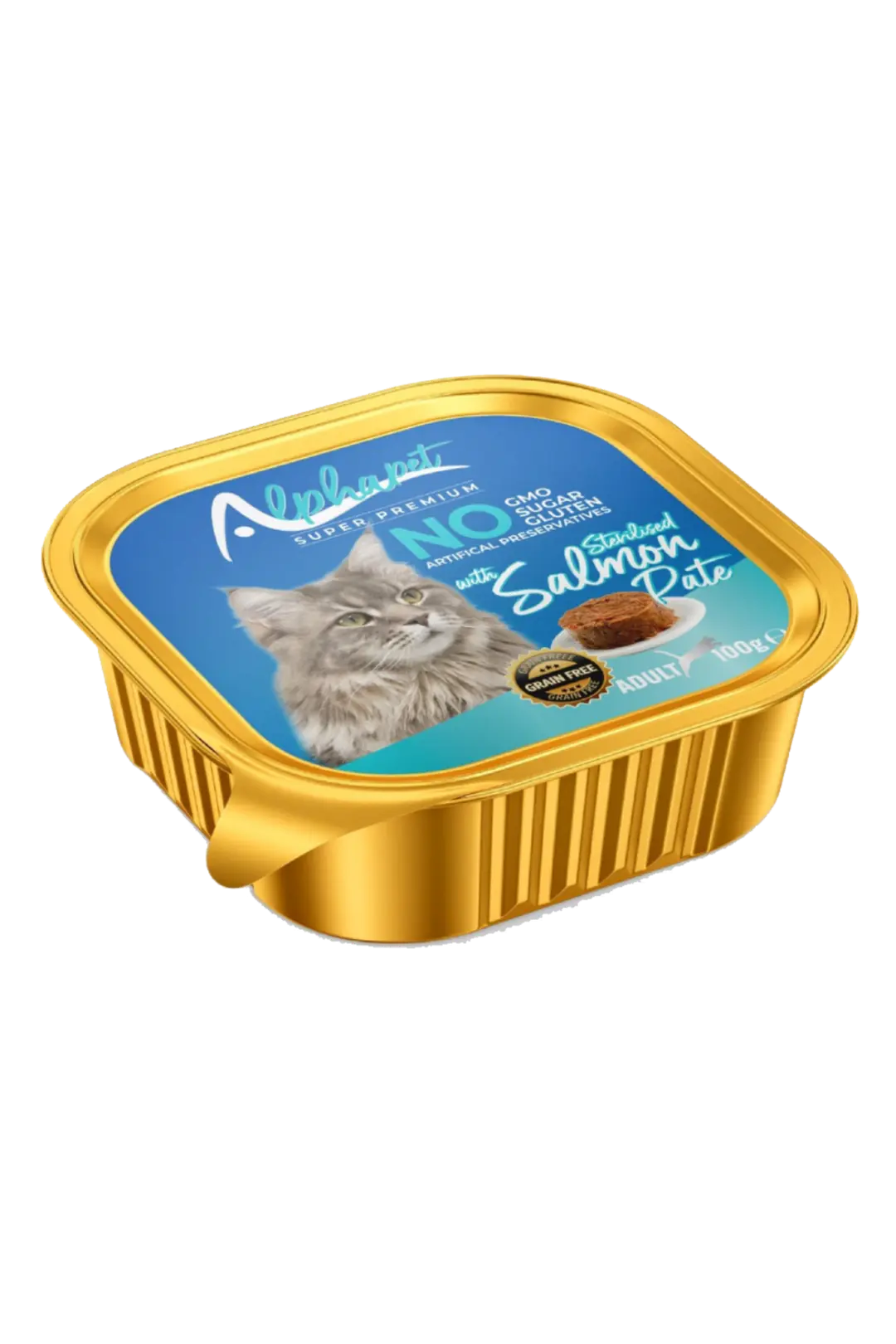Ürün görseli: Alpha Alu Cup Yetişkin Steril Kedi Ezme Somonlu 100 Gr 16'lı
