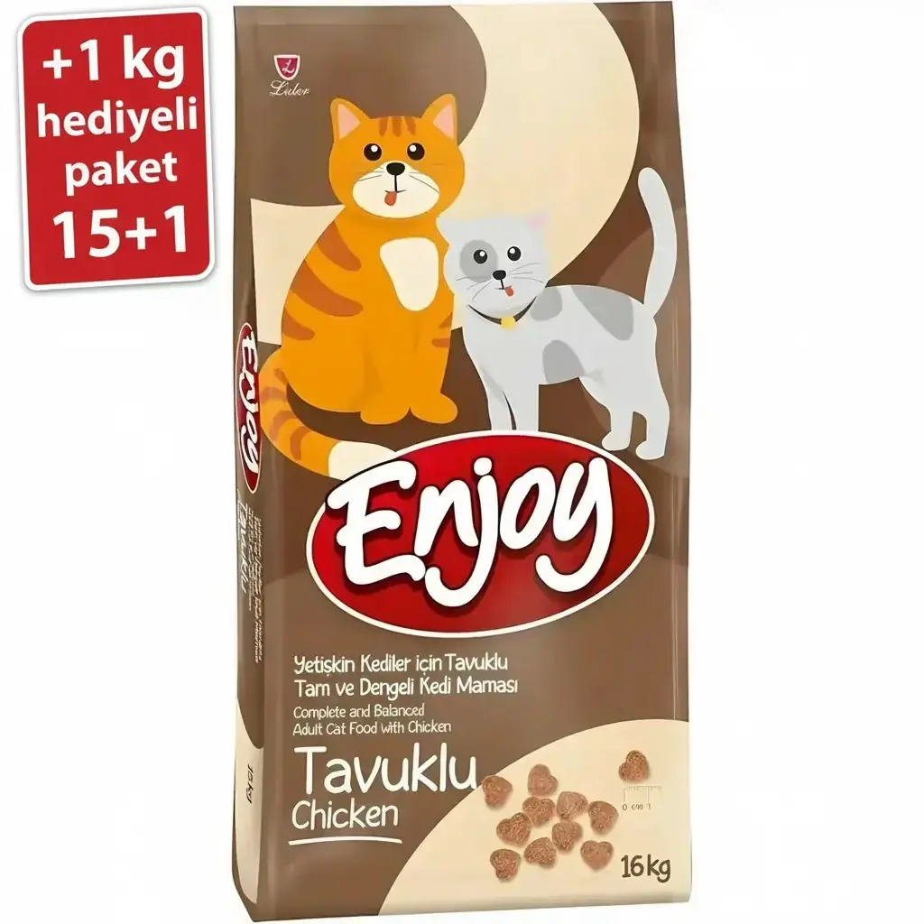Ürün görseli: Enjoy Tavuklu 15 + 1 kg Yetişkin Kedi Maması