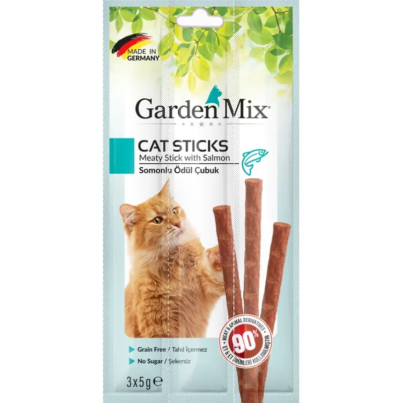 Ürün görseli: Gardenmix Somonlu Kedi Stick Ödül 3*5g 50‘li