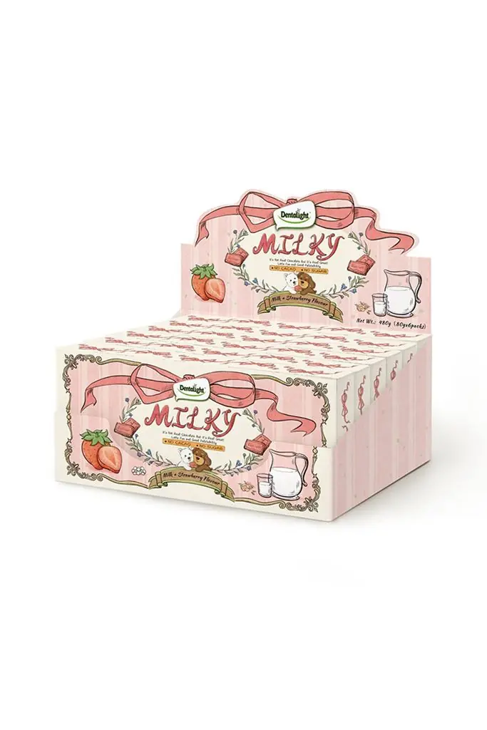 Ürün görseli: Dentalight Milky Choco Bar Süt ve Çilek Aromalı Köpek Çikolatası 80 Gr