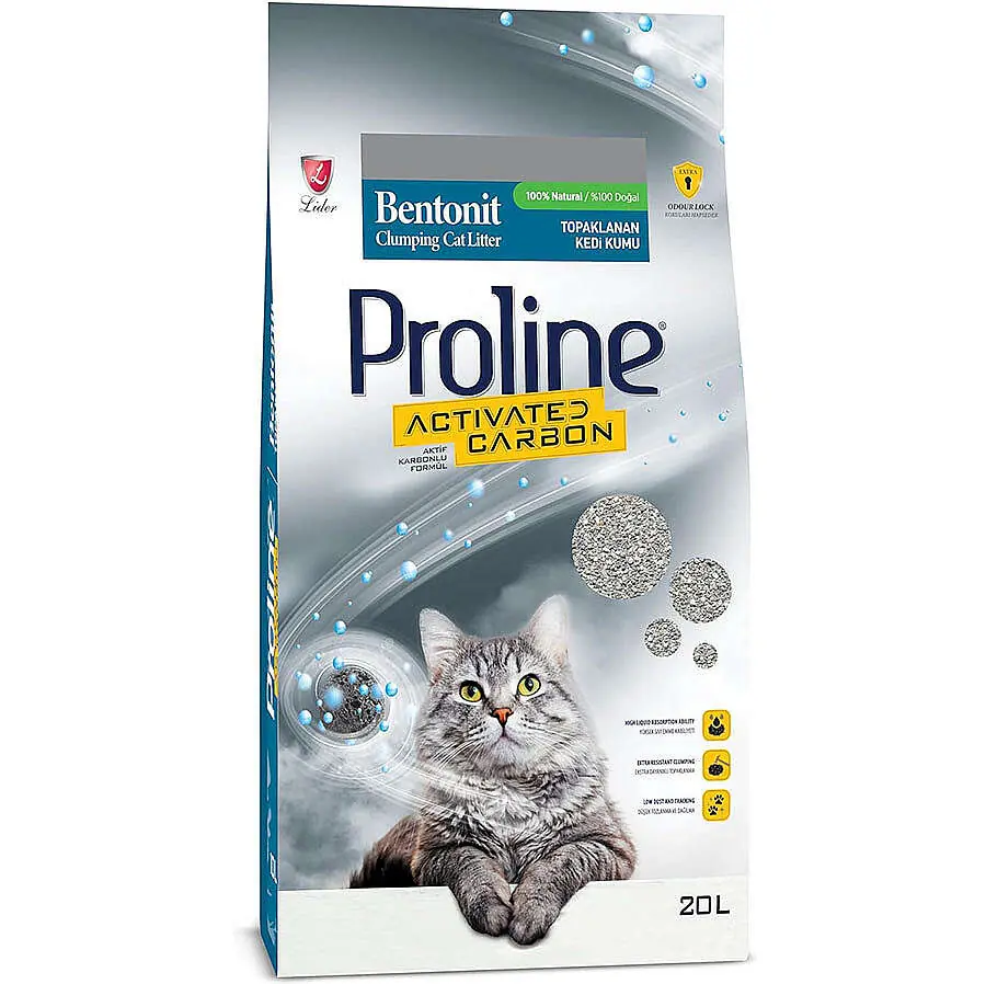 Ürün görseli: Proline Aktif Karbonlu 10 lt Bentonit Kedi Kumu