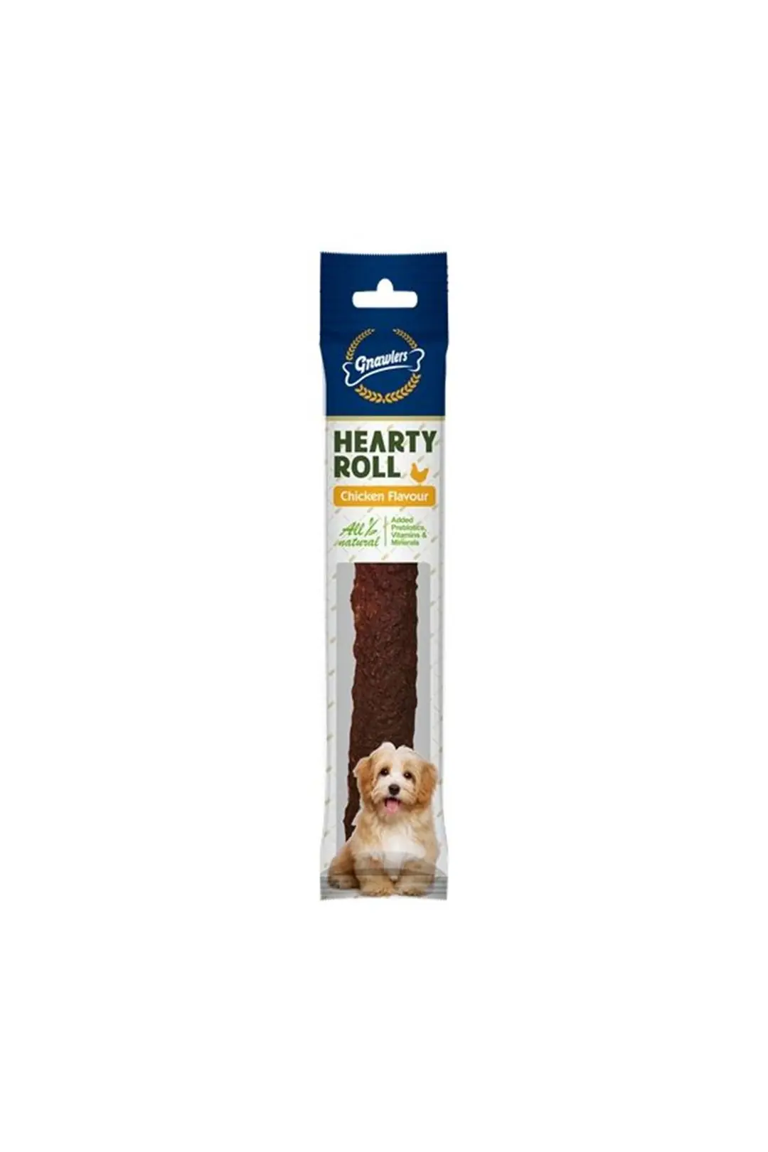 Ürün görseli: Gnawlers Hearty Roll Doğal Kolajen Tavuklu Köpek Ödül Kemiği 22.5cm 80gr