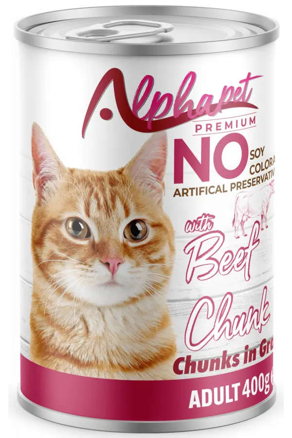 Ürün görseli: Alphapet Sığırlı Parça Etli Yetişkin Kedi Konserve 400gr