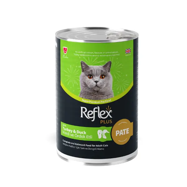 Ürün görseli: Reflex Plus Hindi ve Ördekli Ezme Yetişkin Kedi Konservesi 395gr