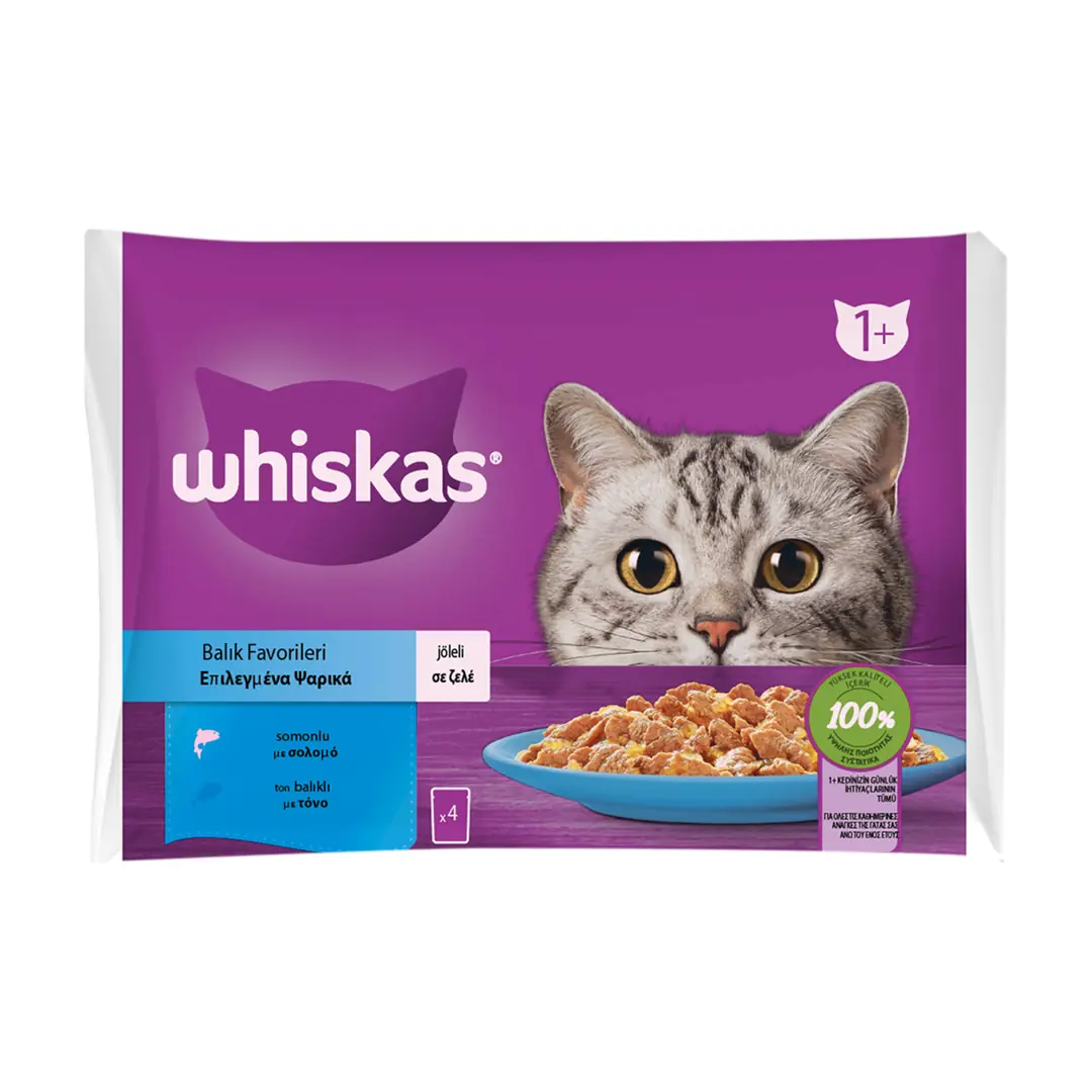 Ürün görseli: Whiskas Balık Favorileri 4x85 gr Yetişkin Kedi Yaş Maması