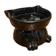 Setaş Ayaklı Seramik Mama Kabı Kedi Kafası Figürlü Siyah Renk