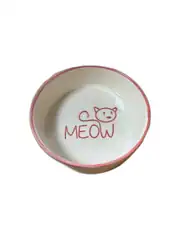 "MEOW" Yazılı ve Kedi Figürlü Seramik Mama-Su Kabı 400 ml