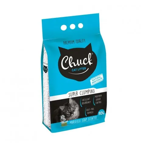 Ürün görseli: Chuck 10 lt İnce Marsilya Sabunlu Kokulu Kedi Kumu
