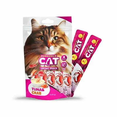 Ürün görseli: EuroGold Cat Sıvı Kedi Ödülü Ton - Yengeç 5x15Gr - 12 Paket