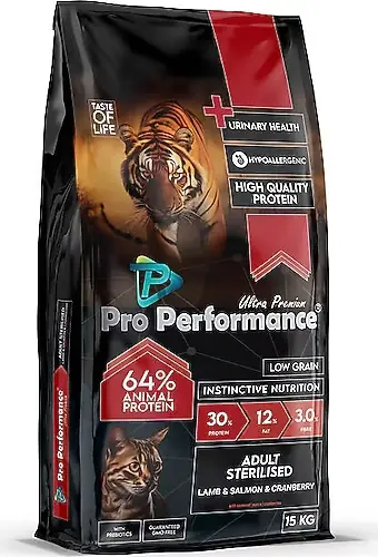 Ürün görseli: Pro Performance Kuzu Etli ve Somonlu 15 kg Kısırlaştırılmış Yetişkin Kedi Maması