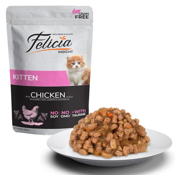 Ürün görseli: Felicia Tahılsız 85 gr Pouch Yavru Tavuklu Yaş Kedi Maması 12 Adet