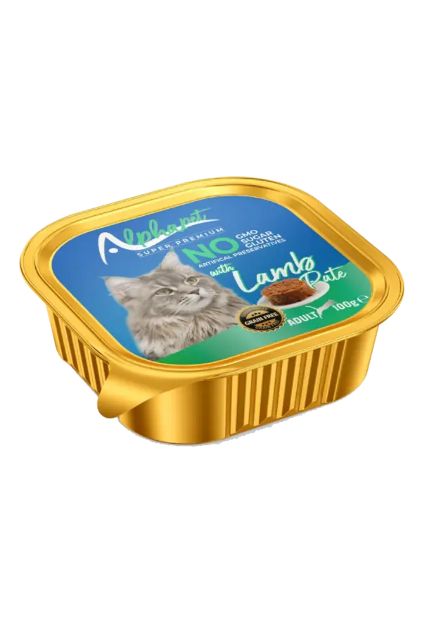 Ürün görseli: Alphapet Alutray Yetişkin Kediler İçin Kuzulu Pate 100gr