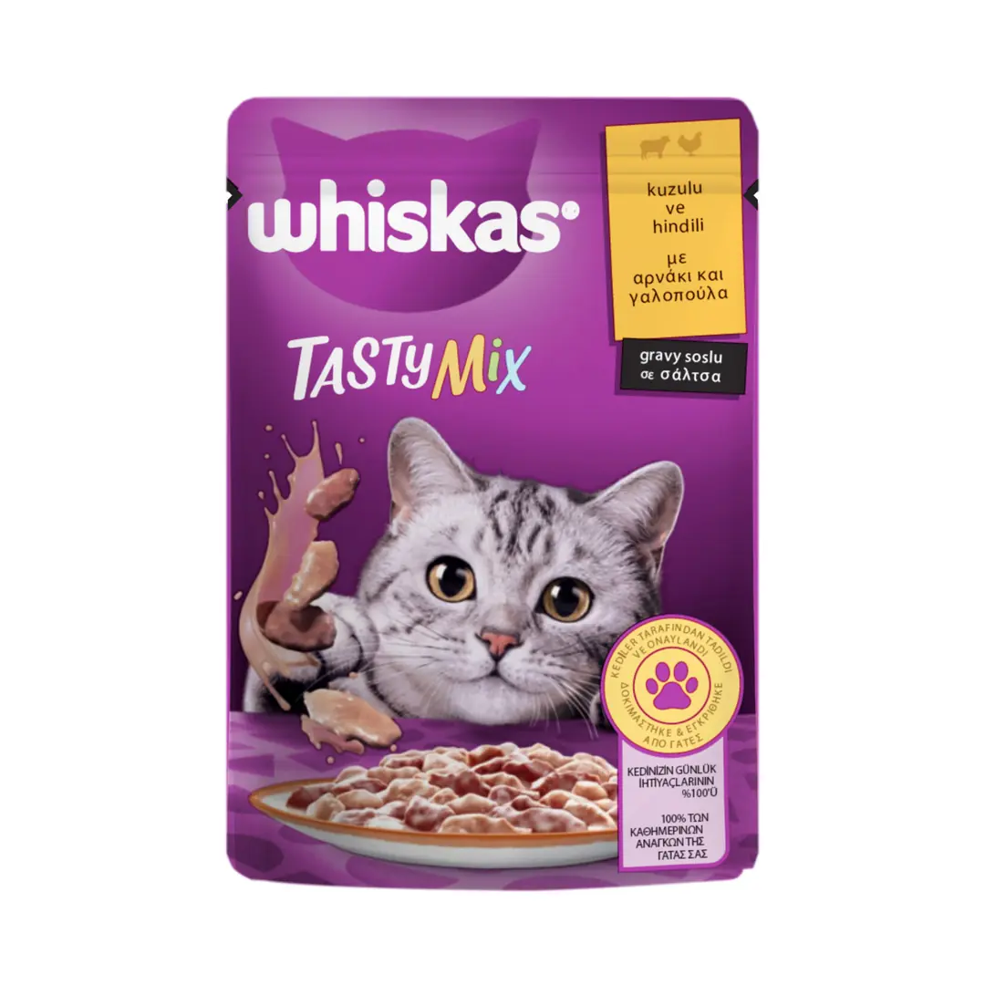 Ürün görseli: Whiskas Tasty Mix Kuzu Etli ve Hindili 85 gr 28'li Yetişkin Kedi Yaş Maması