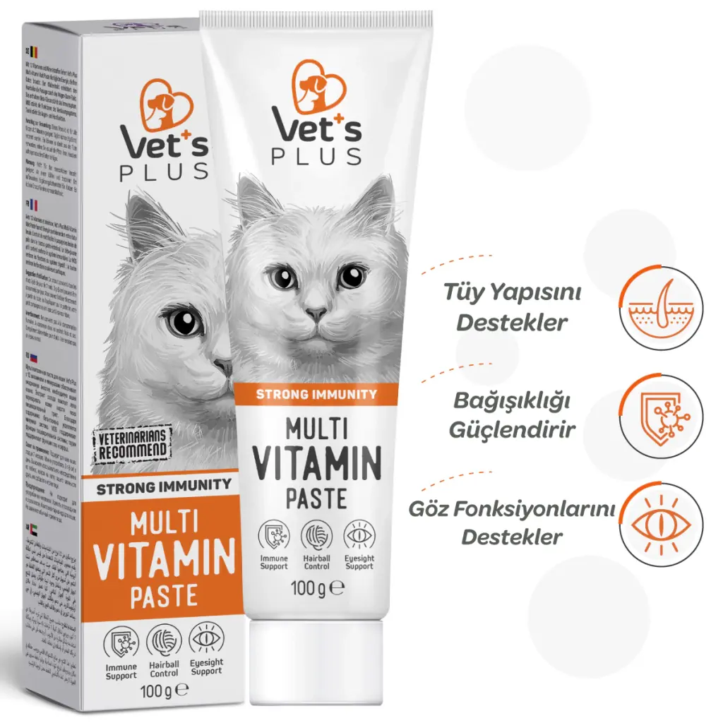 Ürün görseli: Vet's Plus Multi-Vitamin Taurinli Malt Kedi Macunu 100gr