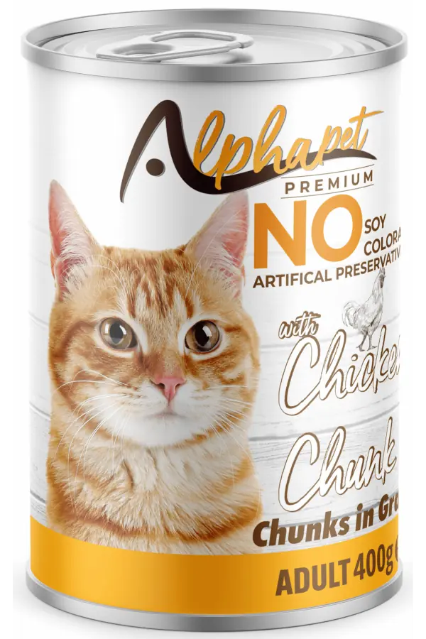 Ürün görseli: Alphapet Tavuklu Parça Etli Yetişkin Kedi Konserve 400GR