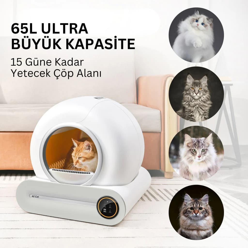 AI Cat Akıllı Kedi Tuvaleti / Kum Kabı