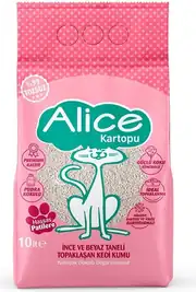 Alice İnce ve Beyaz Taneli Ultra Premium Kedi Kumu 10LT