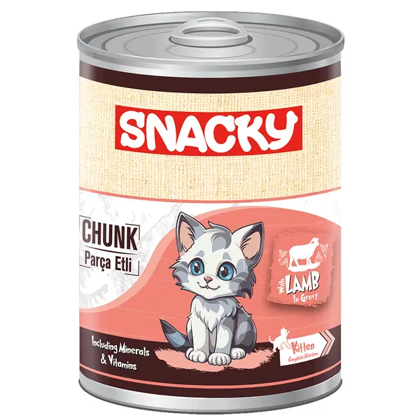 Ürün görseli: Snacky 12'li Koli 400 gr Chunk Konserve Kuzulu Yavru Kedi