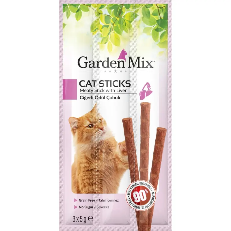 Ürün görseli: Gardenmix Ciğerli Kedi Stick Ödül 3*5g 50‘li