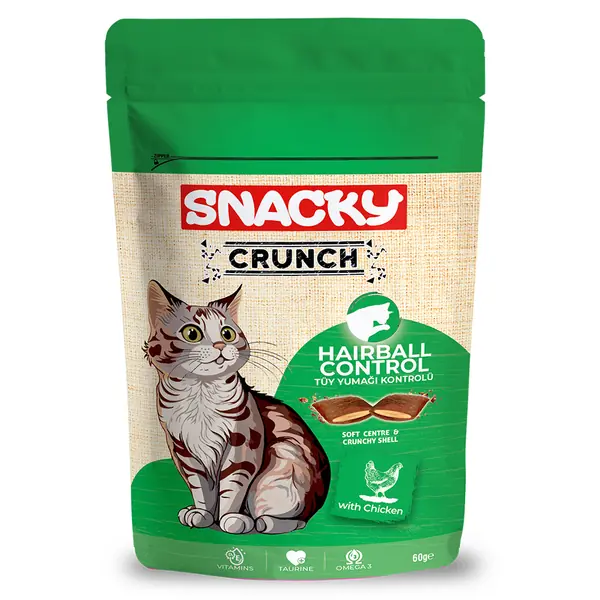 Ürün görseli: Snacky Kedi Crunch Ödül Hairball Kontrol Tavuk 10'lu