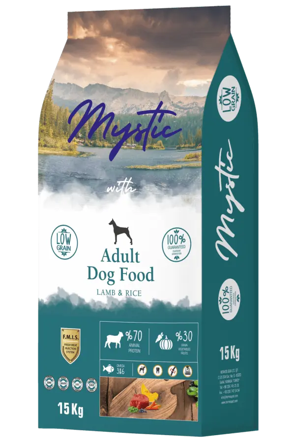 Ürün görseli: Mystic Az Tahıllı Kuzu Etli Yetişkin Köpek Maması 15 kg