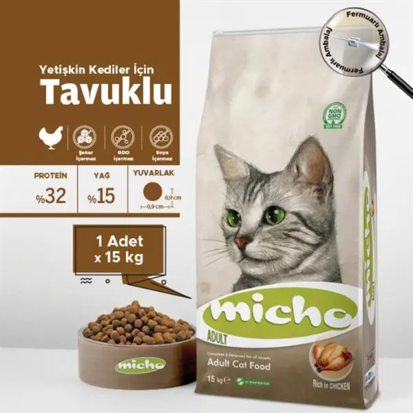 Ürün görseli: Micho Tavuklu 15 kg Yetişkin Kedi Maması