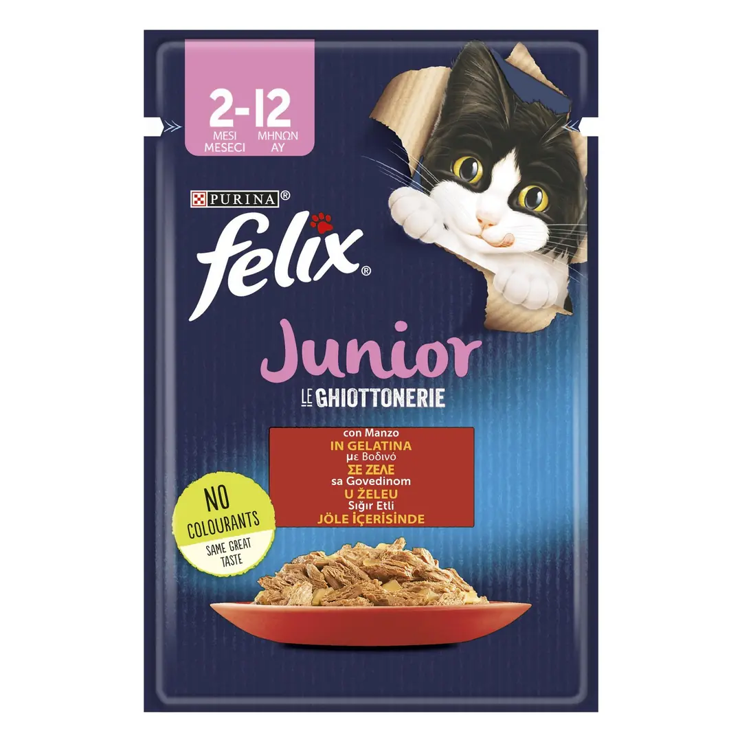Ürün görseli: Felix Junior Sığır Etli Yaş Yavru Kedi Maması 85 Gr