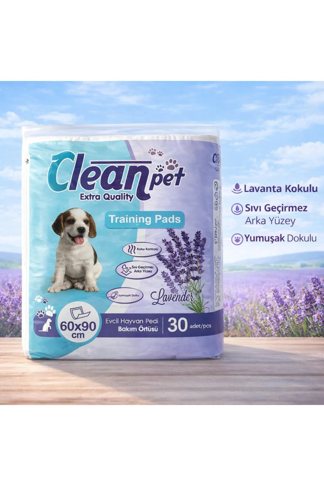 Ürün görseli: Clean Pet Lavanta Kokulu Sızdırmaz 30lu Çiş Pedi