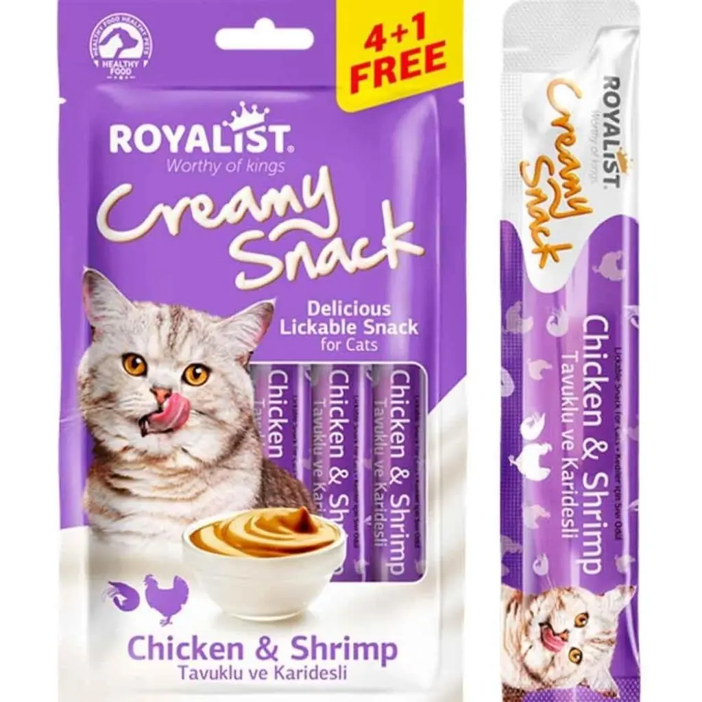 Ürün görseli: Royalist Tavuklu Karidesli Krema Kedi Ödülü 5X15 Gr