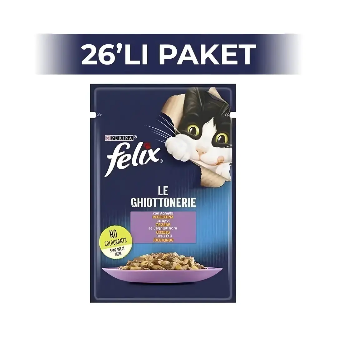 Ürün görseli: Felix Kuzu Etli Yaş Kedi Maması 85 gr 26 Adet