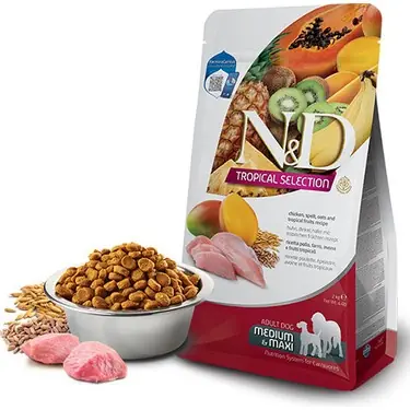 Ürün görseli: N&D Tropical Selection Tavuk Etli 2 kg Orta ve Büyük Irk Yetişkin Köpek Maması