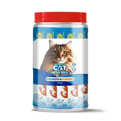 Ürün görseli: EuroGold Cat Sıvı Kedi Ödülü Somon - Karides 30x15Gr