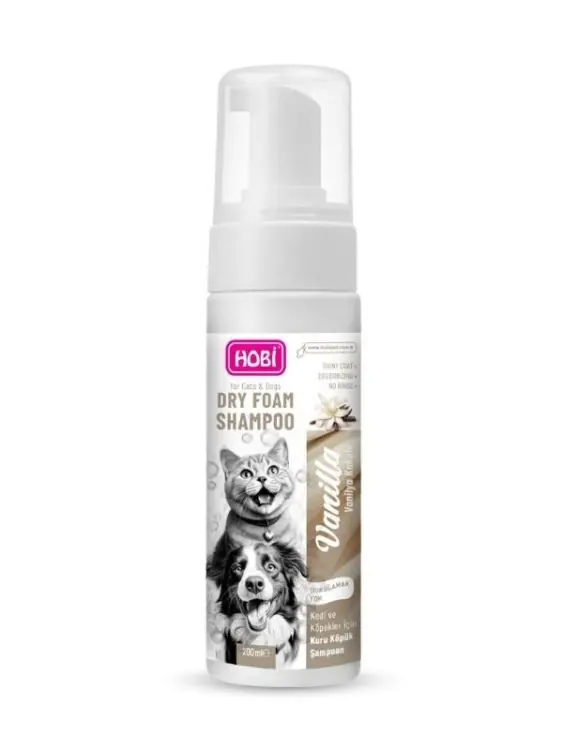 Ürün görseli: Hobi Vanilya Özlü Kedi ve Köpekler İçin Köpük Şampuan 200ml
