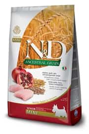 N&D Ancestral Grain Düşük Tahıllı Senior Tavuklu ve Narlı 2.5 kg Küçük Irk Yaşlı Köpek Maması