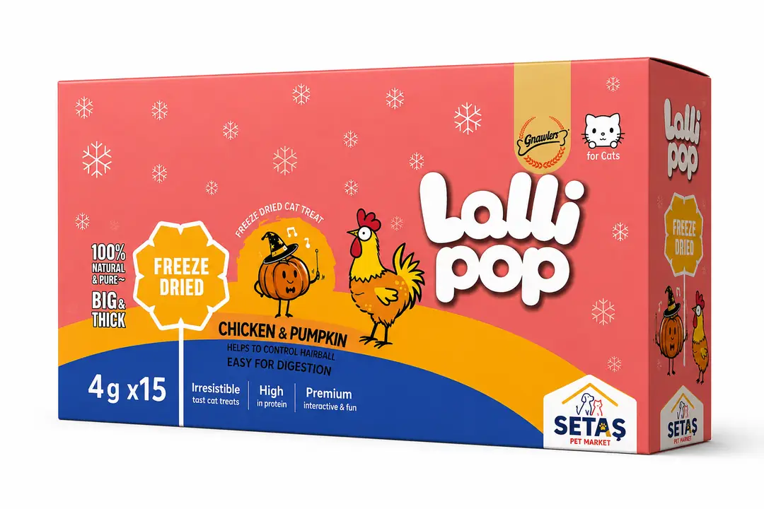 Ürün görseli: Gnawlers Sindirim Destekli ,Tavuklu ve Balkabaklı Kedi Lolipop Ödülü 4 gr x 15 Adet