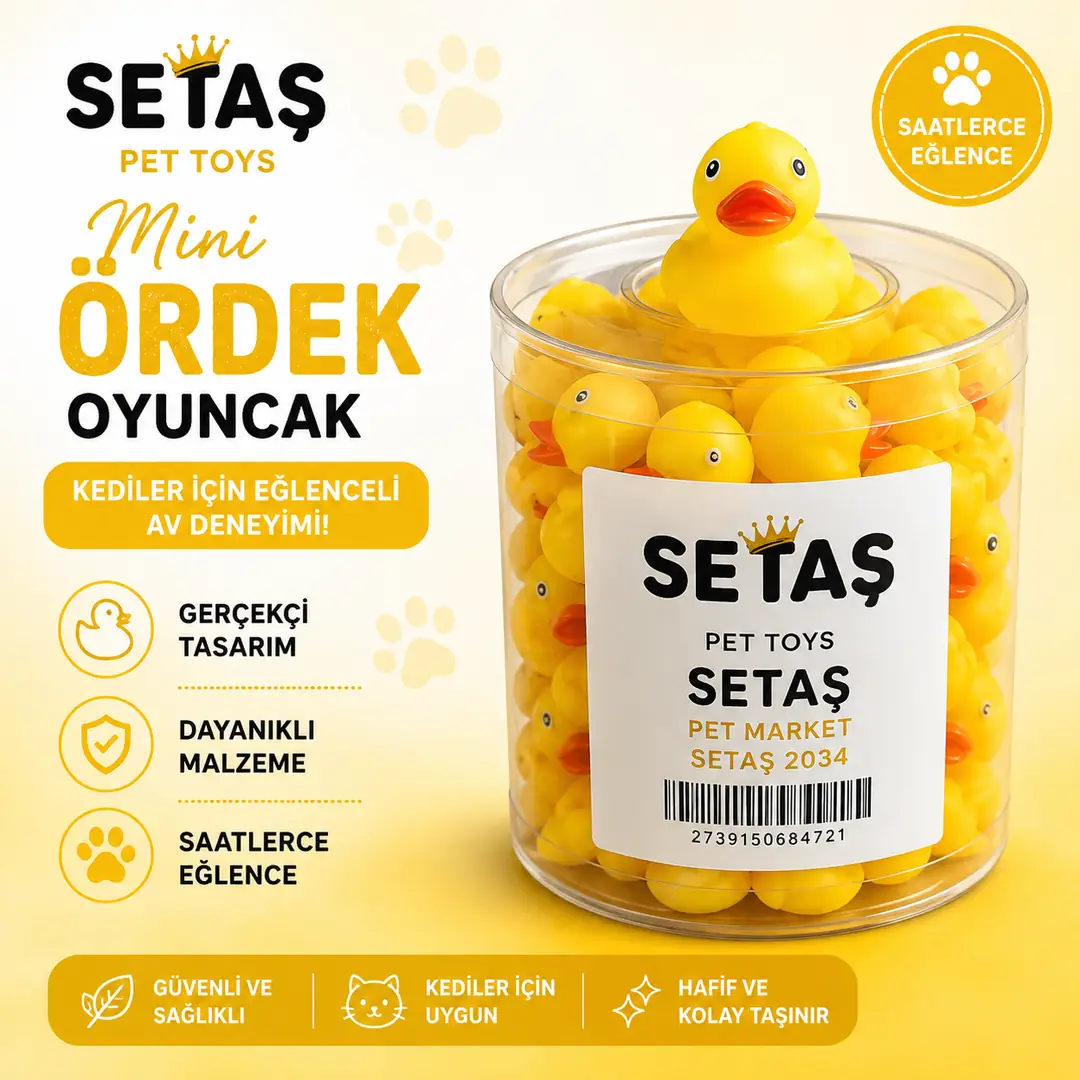 Ürün görseli: Setaş Pet Toys Mini Ördek Kedi Oyuncağı 25'li