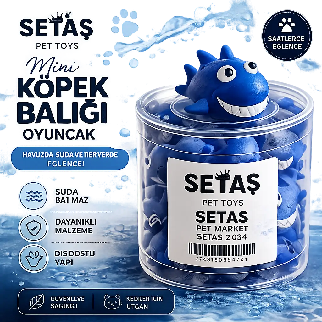 Ürün görseli: Setaş Pet Toys Mini Köpek Balığı Oyuncağı 25'li
