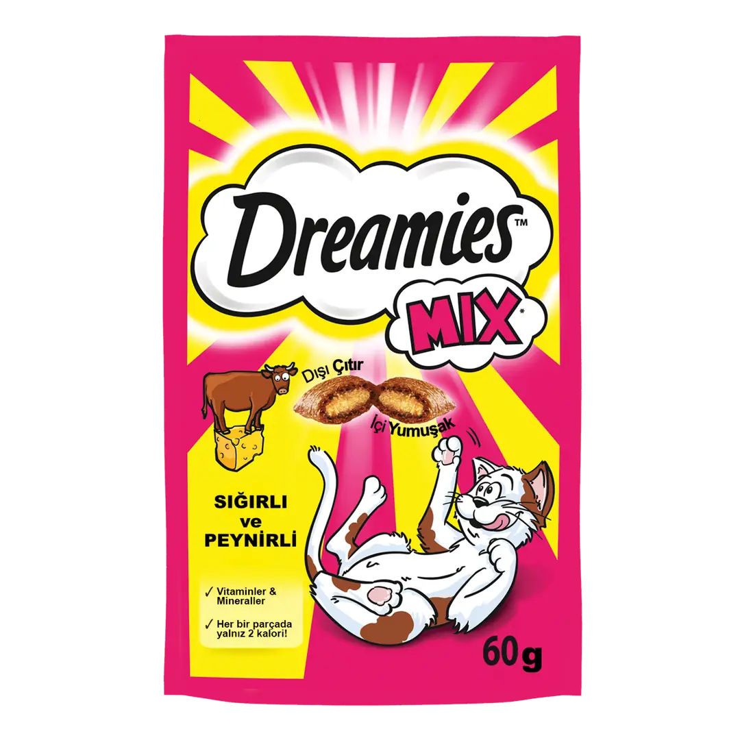 Ürün görseli: Dreamies Sığırlı ve Peynirli Kedi Ödül Maması 6'lı 60 G