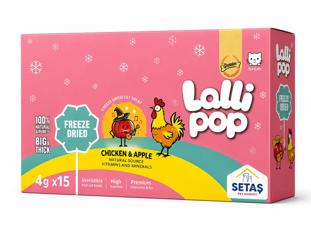 Ürün görseli: Gnawlers Vitamin Destekli ,Tavuklu ve Elmalı Kedi Lolipop Ödülü 4 gr x 15 Adet
