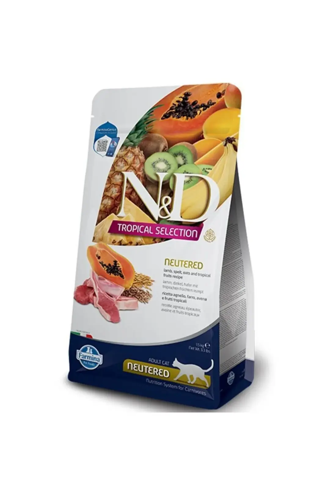 Ürün görseli: N&D Tropical Selection Kuzu Etli 1.5 kg Kısırlaştırılmış Yetişkin Kedi Maması